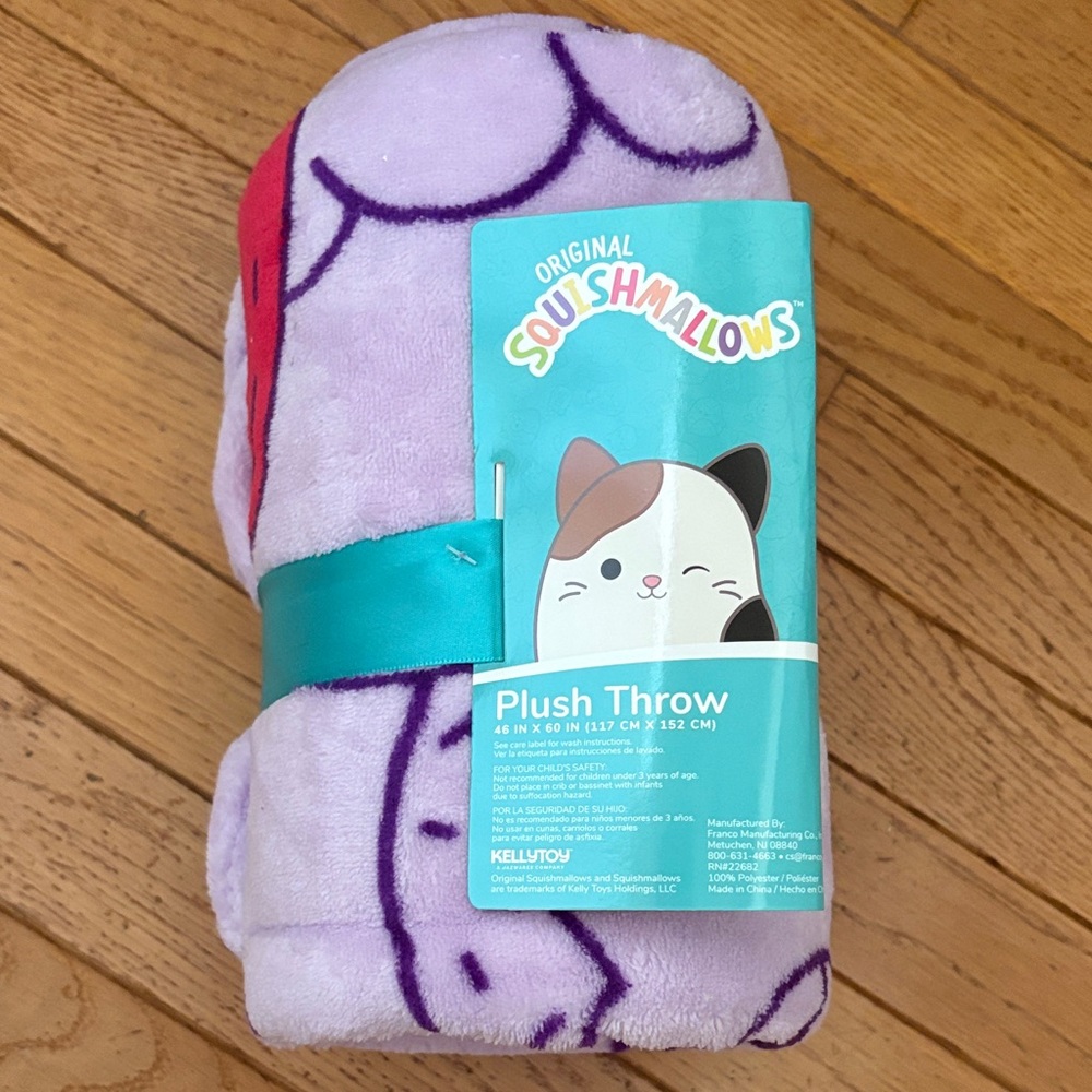 Squishmallows Purple and Pink Plush Throw